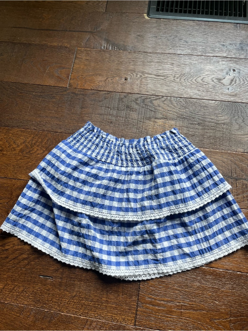 Cat & Jack Blue and White Gingham Tiered Mini Skirt